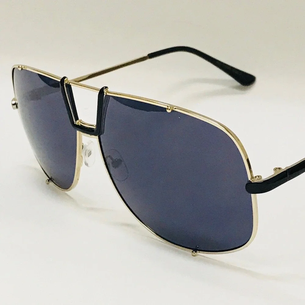 Men Sunglasses Gold Frame Black Lens Fashion Sun Glasses Classic Street Wear New